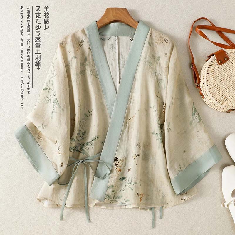 Summer Clothing Wraps - Cardigã Curto Estampado Floral Vintage Feminino,