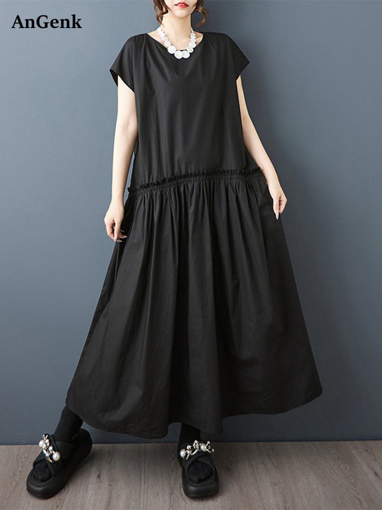 Summer Clothing Drawing - Novo Vestido Longo Casual Feminino Preto
