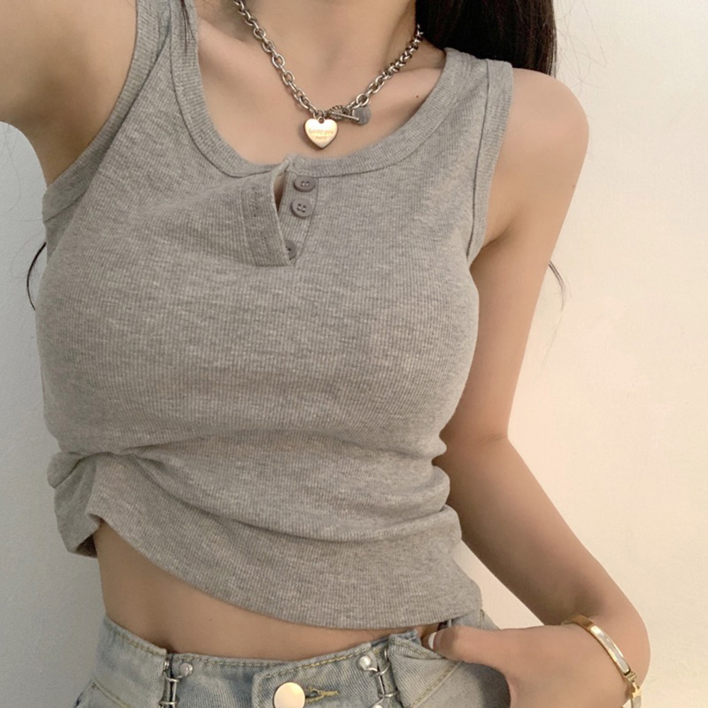 Summer Zara - Regata para mulheres com nervuras botão