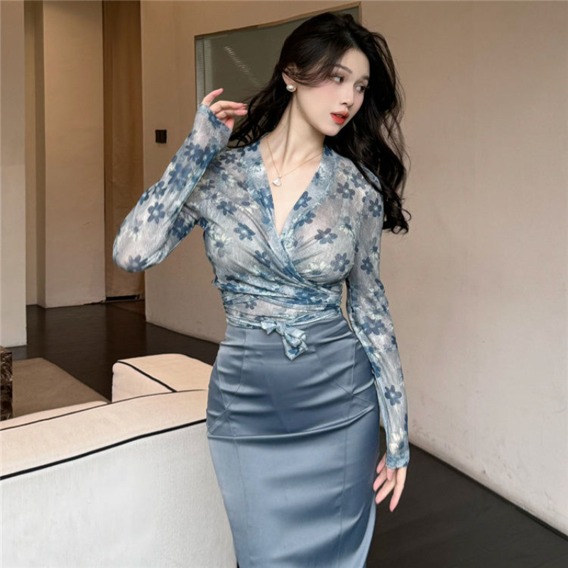 Summer Clothing Wraps - Top e saia de manga comprida