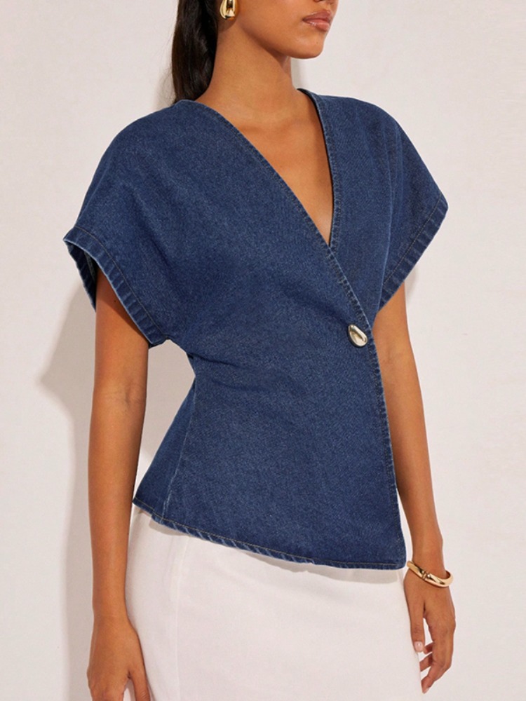 Blusa Feminina Jeans Azul Escu - Summer Clothing Wraps avaliação e preço