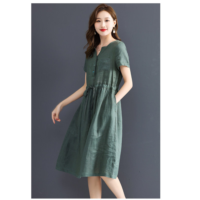 Vestido Feminino de Linho Puro - Summer Clothing Drawing avaliação e preço