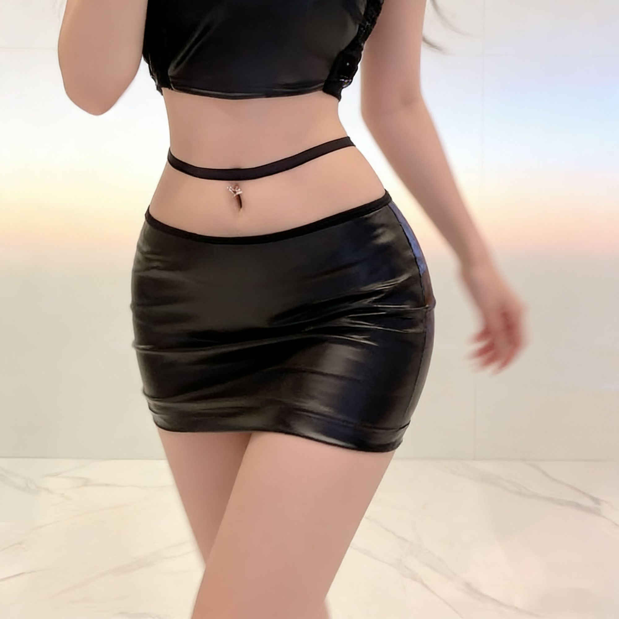 Saia Mini de PU Sexy para Mulh - Summer Clothing Wraps avaliação e preço